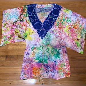 TAJ by Sabrina Crippa Embellished Tunic Dress Small Silk